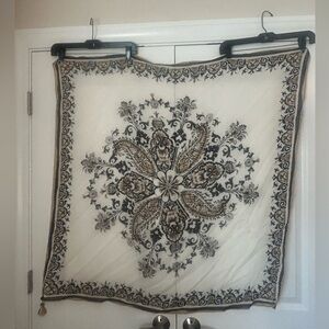 J. Jill Elegant Black and Cream Patterned Scarf
